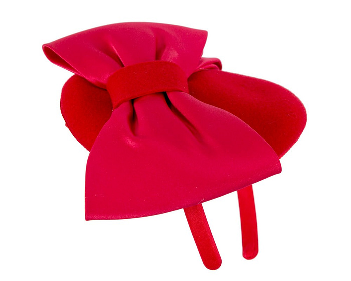 Red winter pillbox fascinator with bow - Image 4