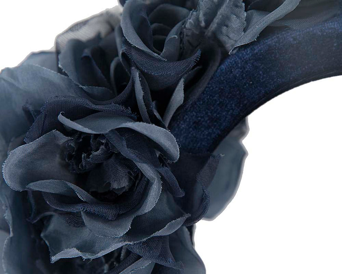 Velvet navy flower headband by Max Alexander - Image 4