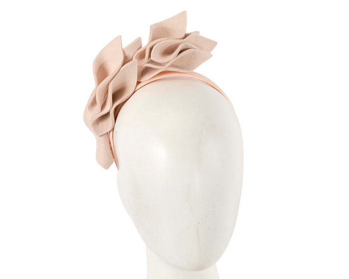 Nude felt flowers winter racing fascinator by Max Alexander