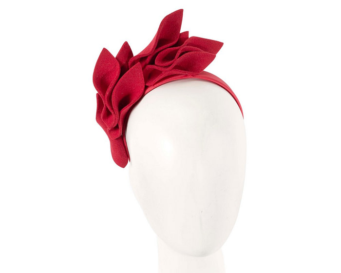 Red felt flowers winter racing fascinator by Max Alexander