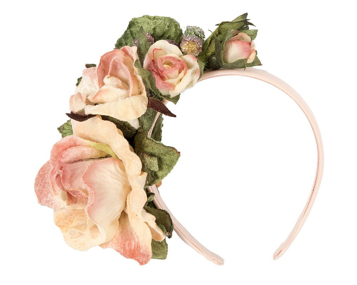 Nude vintage flower fascinator headband by Max Alexander - Image 2