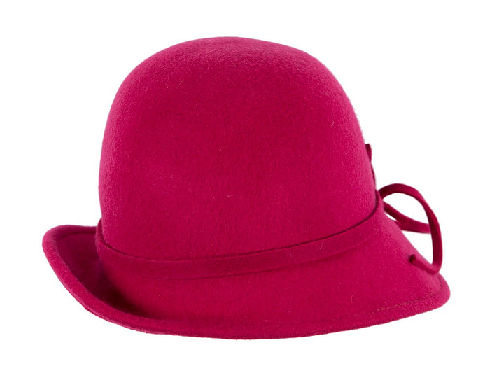 Raspberry red felt winter hat with flower by Max Alexander - Image 5