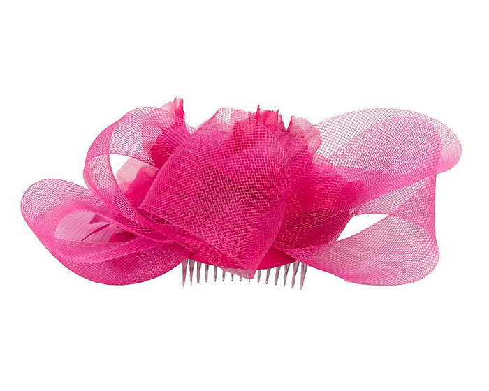 Custom made fuchsia cocktail hat with flowers - Image 6