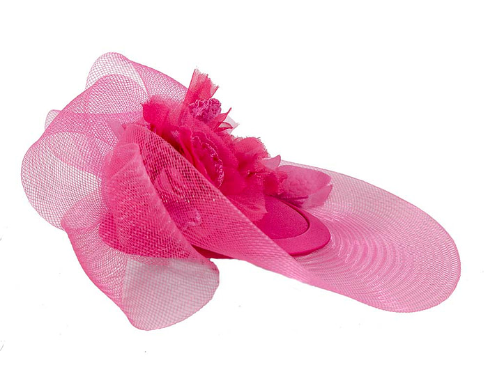 Custom made fuchsia cocktail hat with flowers - Image 3