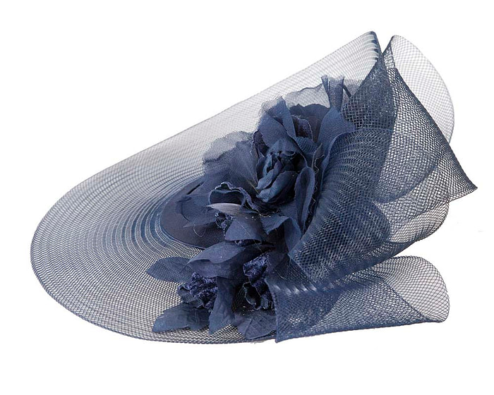 Custom made navy cocktail hat with flowers - Image 4