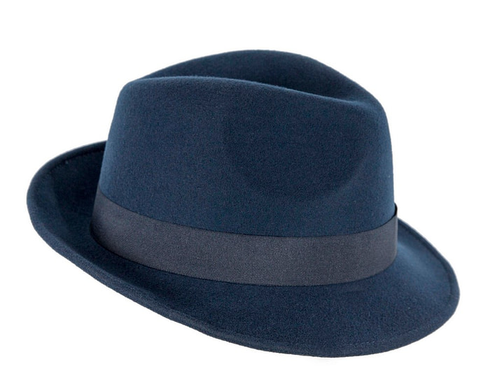 Navy Fedora Felt Blues Brothers Homburg Hat - Image 3