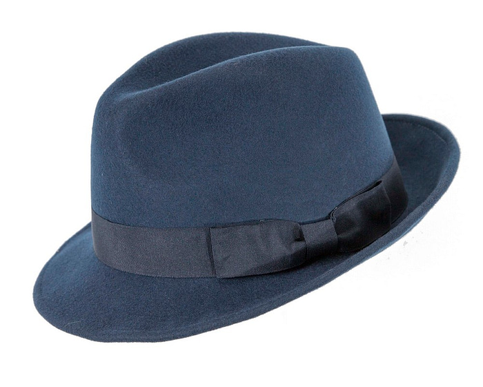 Navy Fedora Felt Blues Brothers Homburg Hat - Image 2