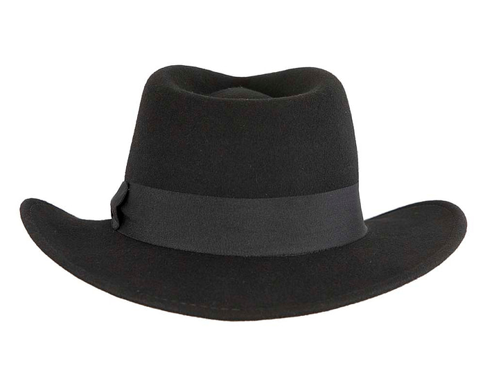 Unisex Black Fedora Felt Wide Brim Hat - Hats From OZ