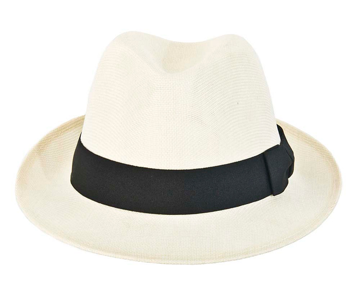 Cream mens summer fedora hat - Image 2