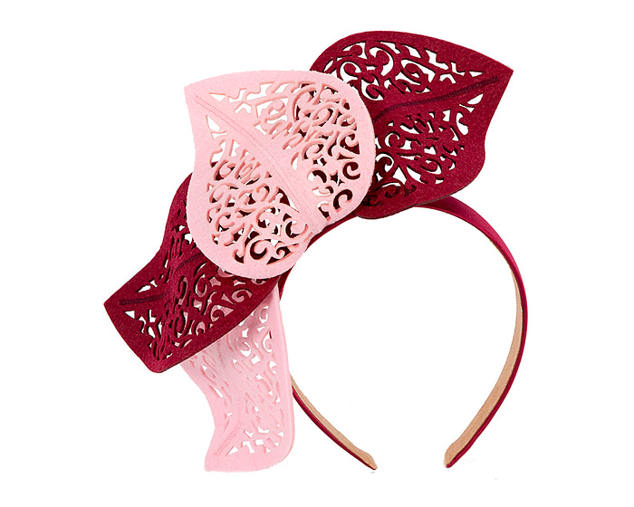 Modern burgundy & pink racing fascinator by Max Alexander - Image 2