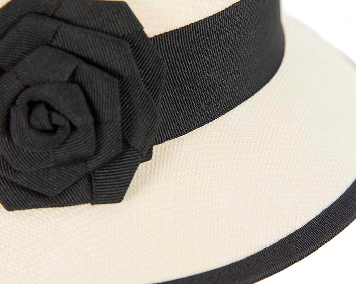 Cream & black cloche hat - Image 4