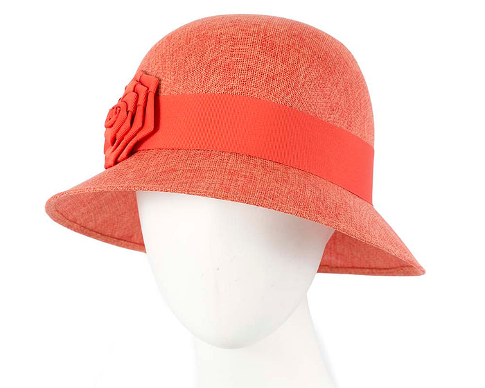 Orange cloche hat by Max Alexander