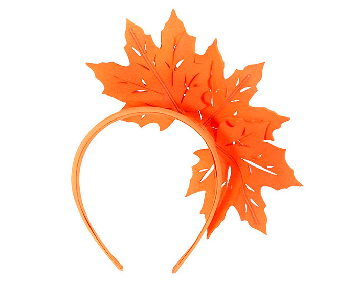 Orange laser cut maple leafs on headband - Hats From OZ