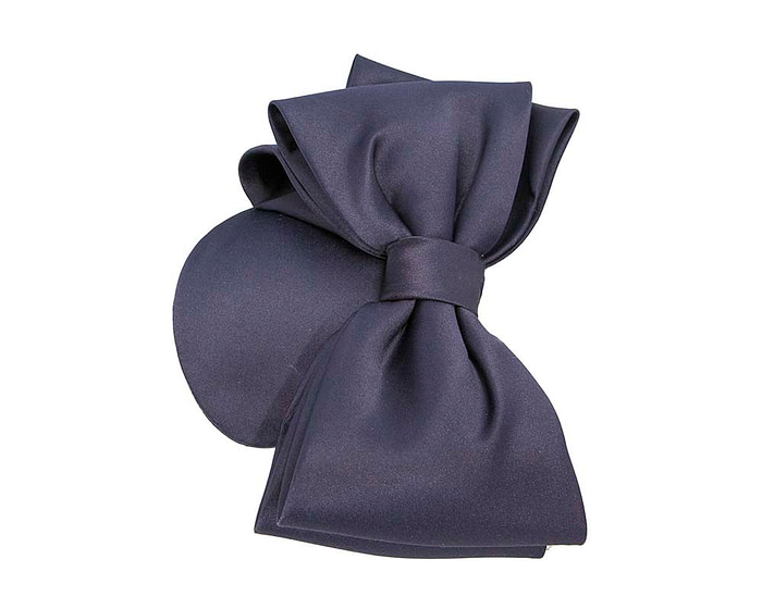 Navy satin fascinator with big bow by Max Alexander - Image 3