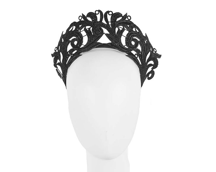 Modern black crown racing fascinator by Max Alexander