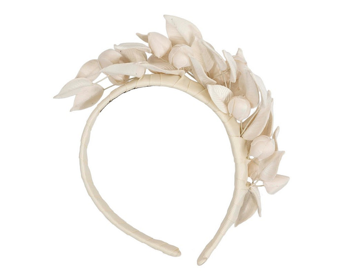 Cream sculptured leather flower headband fascinator by Max Alexander - Image 4