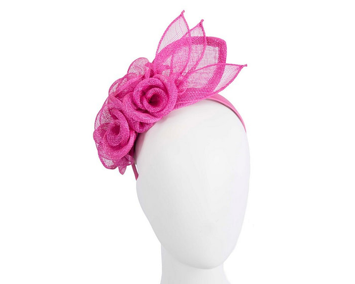 Large fuchsia sinamay  flower fascinator by Max Alexander