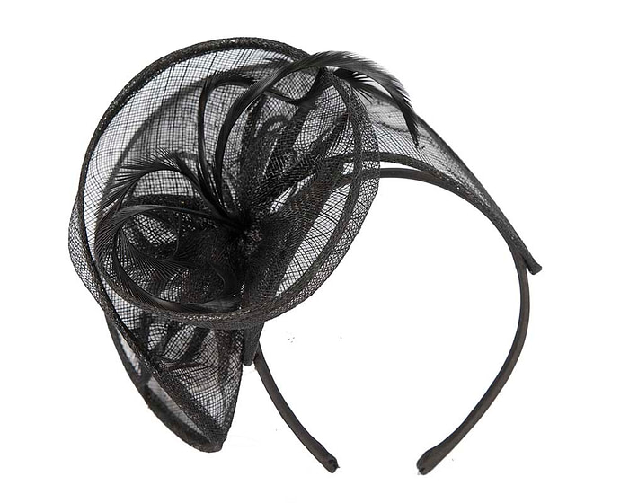 Stylish black sinamay fascinator by Max Alexander - Image 2