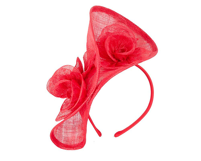 Tall red sinamay fascinator by Max Alexander MA841 - Image 2