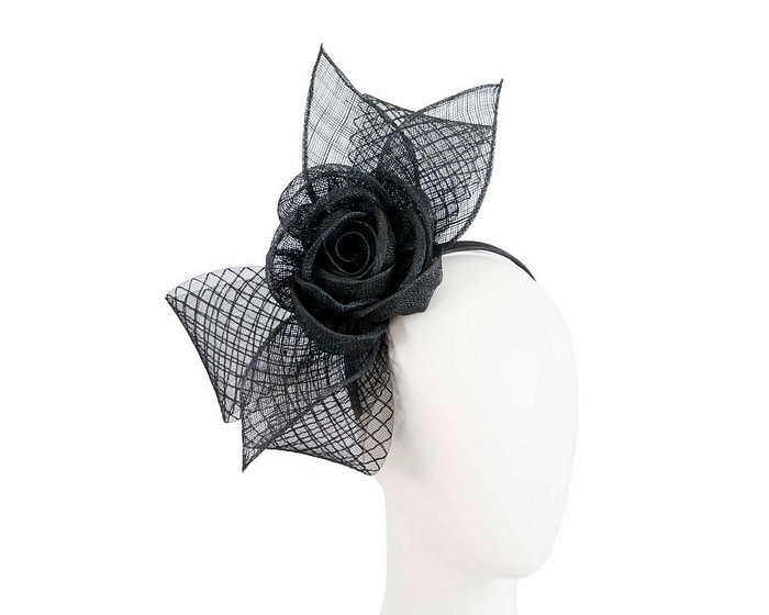 Large black sinamay bow racing fascinator by Max Alexander