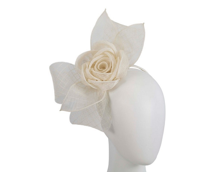 Large cream sinamay bow racing fascinator by Max Alexander