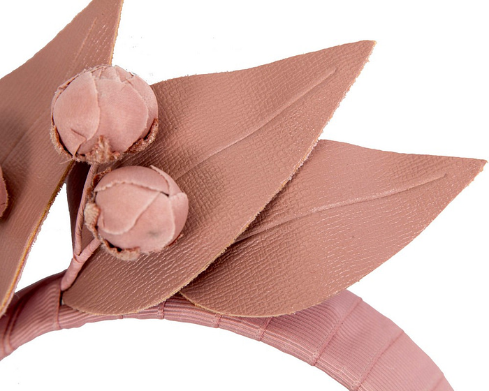 Taupe sculptured leather headband racing fascinator by Max Alexander - Hats From OZ