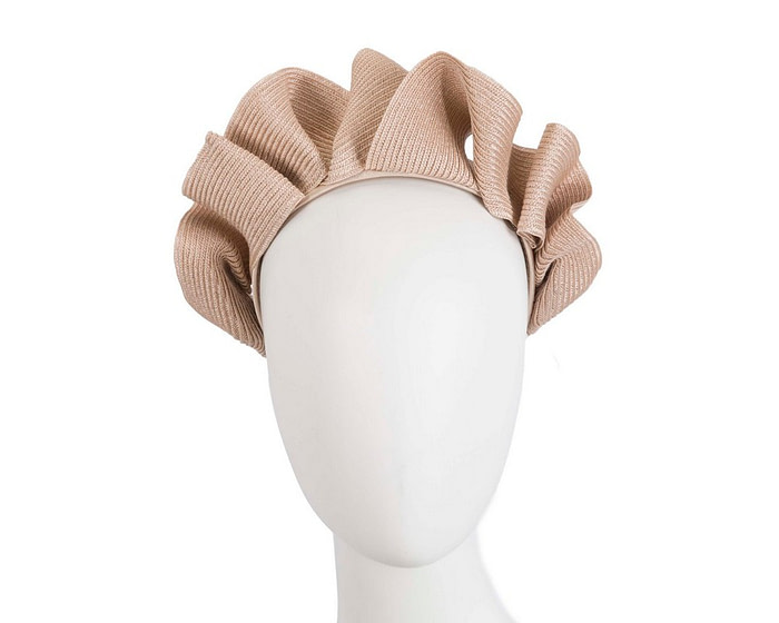 Large nude crown racing fascinator by Max Alexander