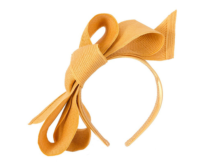 Large mustard bow racing fascinator by Max Alexander - Image 2