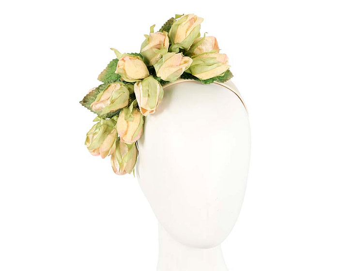 Light yellow rose flower headband fascinator by Max Alexander