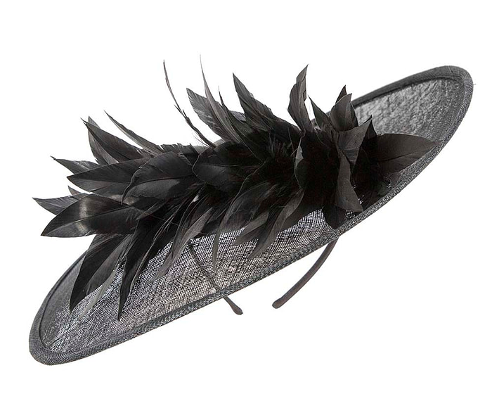 Large black sinamay fascinator hat by Max Alexander - Image 5