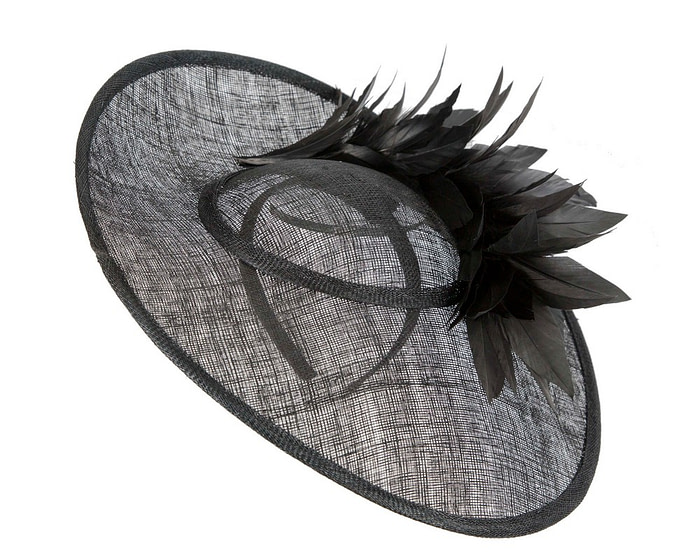 Large black sinamay fascinator hat by Max Alexander - Image 2