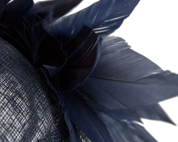 Large navy sinamay fascinator hat by Max Alexander - Image 4