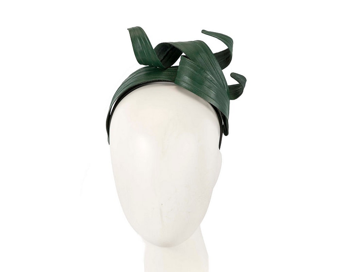 Dark green sculptured leaves fascinator by Max Alexander