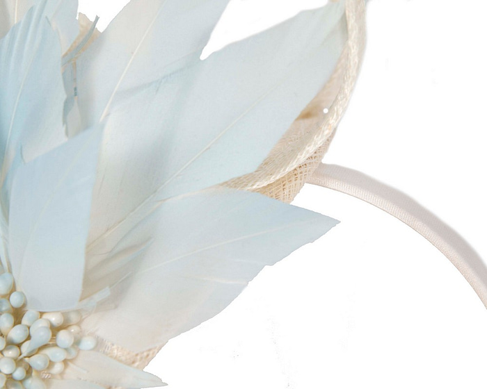 Light Blue feather flower fascinator by Max Alexander - Image 3