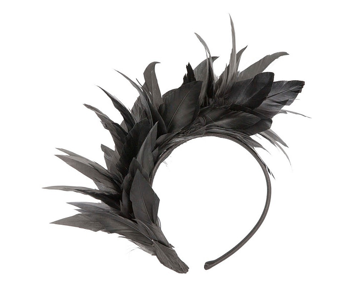 Black feather fascinator headband by Max Alexander - Image 2