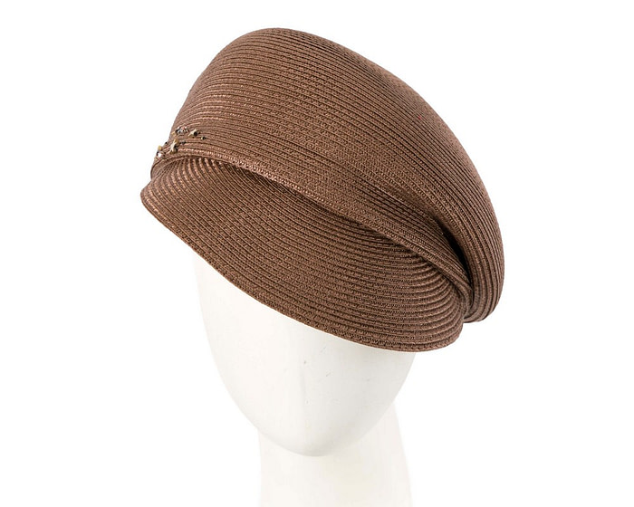 Modern brown newsboy beret hat by Max Alexander