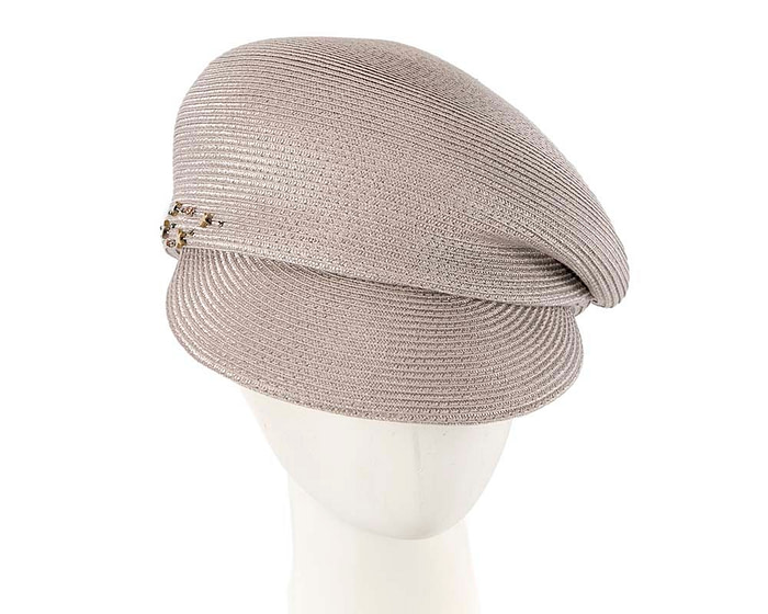 Modern silver newsboy beret hat by Max Alexander