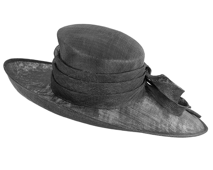 Wide brim black ladies fashion sinamay hat - Image 6