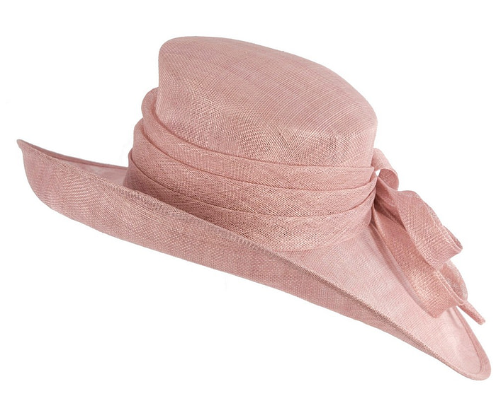 Wide brim dusty pink ladies fashion sinamay hat - Image 6