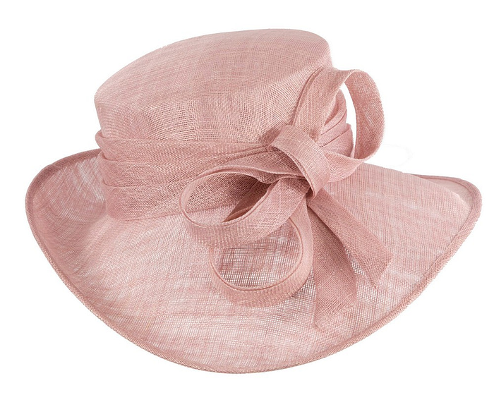 Wide brim dusty pink ladies fashion sinamay hat - Image 4