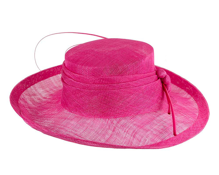 Wide brim fuchsia ladies fashion sinamay hat - Image 5