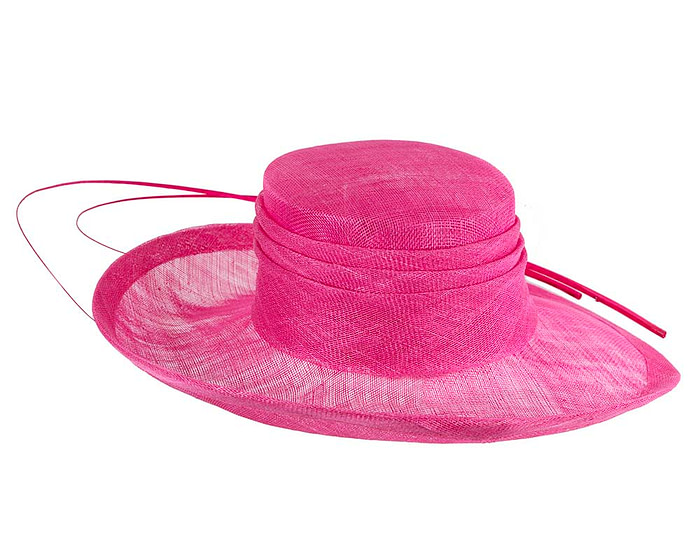 Wide brim fuchsia ladies fashion sinamay hat - Image 3