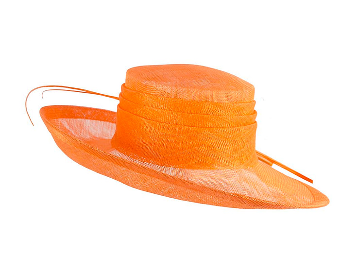 Wide brim orange ladies fashion sinamay hat - Image 3