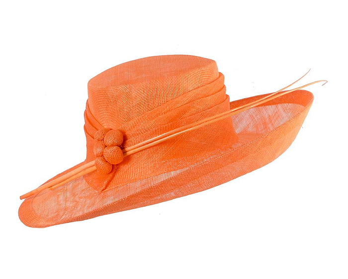 Wide brim orange ladies fashion sinamay hat - Image 2