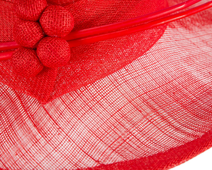 Wide brim red ladies fashion sinamay hat - Image 4