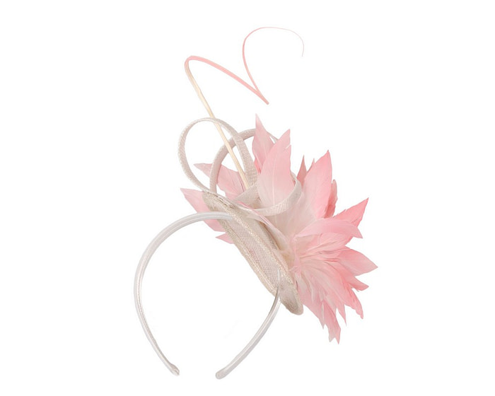 Light Pink feather flower fascinator by Max Alexander - Image 4