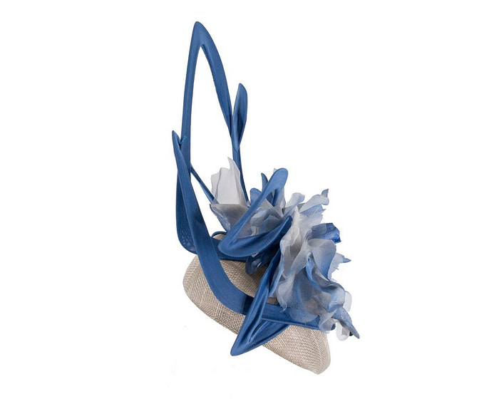 Bespoke silver and blue fascinator by Fillies Collection - Image 4