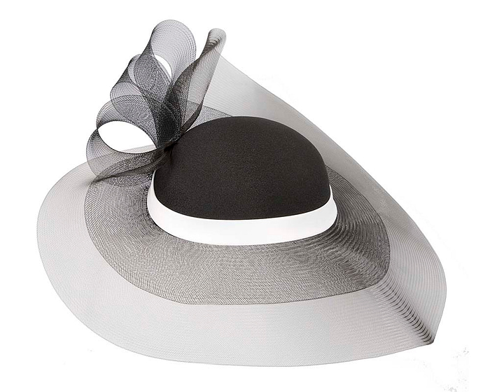 Black & white large brim custom made ladies hat - Image 4