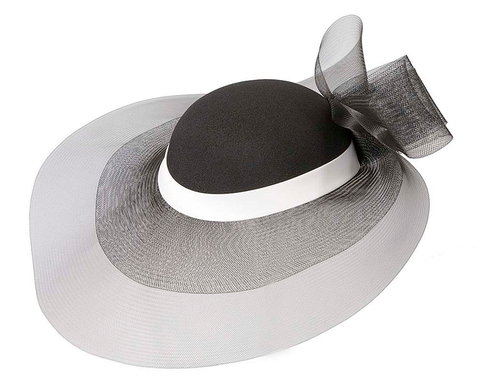 Black & white large brim custom made ladies hat - Image 3