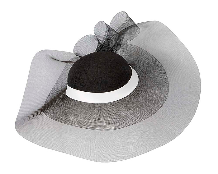 Black & white large brim custom made ladies hat - Image 2